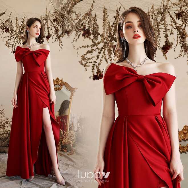 Charming Red Satin Evening Dresses 2022 A-Line / Princess ...