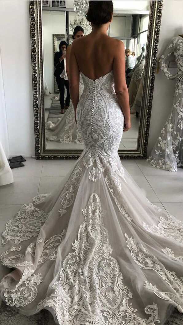 Charming Sweetheart Mermaid Wedding Dresses With Appliquess