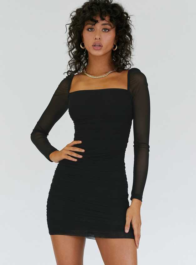 Charvi Long Sleeve Mini Dress Black