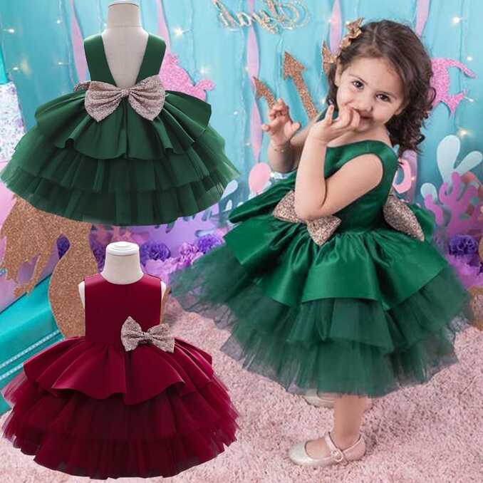 Cheap Baptism Sequin Big Bow Baby Girl Dress 1st Birthday Party ...