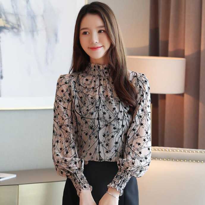 Cheap Fashion Long Sleeve Chiffon Blouse Women Casual Tops Female ...