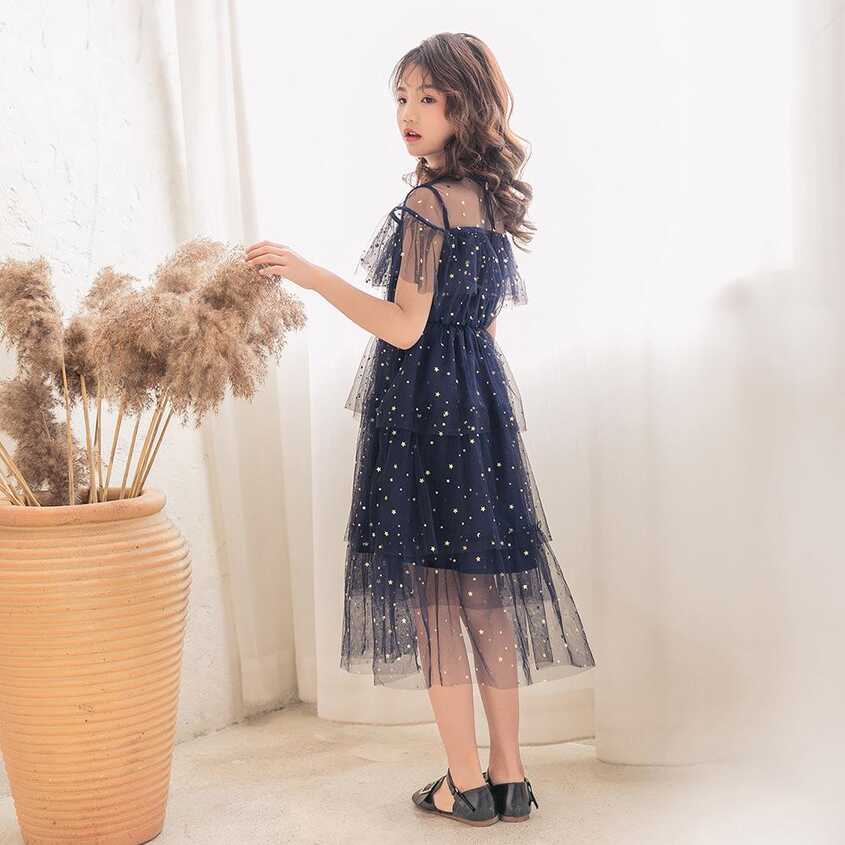 Cheap Girls Summer Lace Dress Korean Cute Children&#39;s Star Printing ...