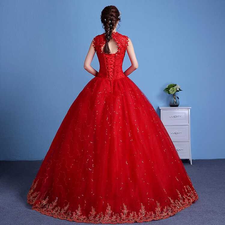 Cheap Large Size Big Size Red Wedding Dress Bride Skirt Korean ...