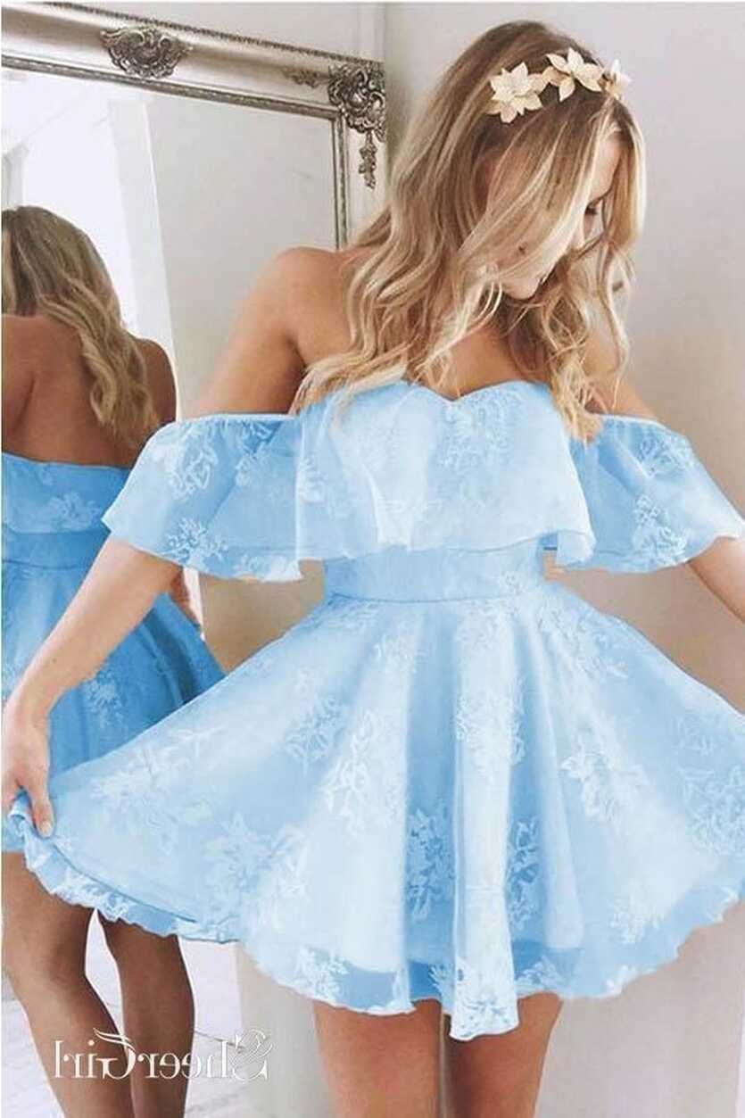 Cheap Off the Shoulder Lace Homecoming Dresses Cute Mini ...