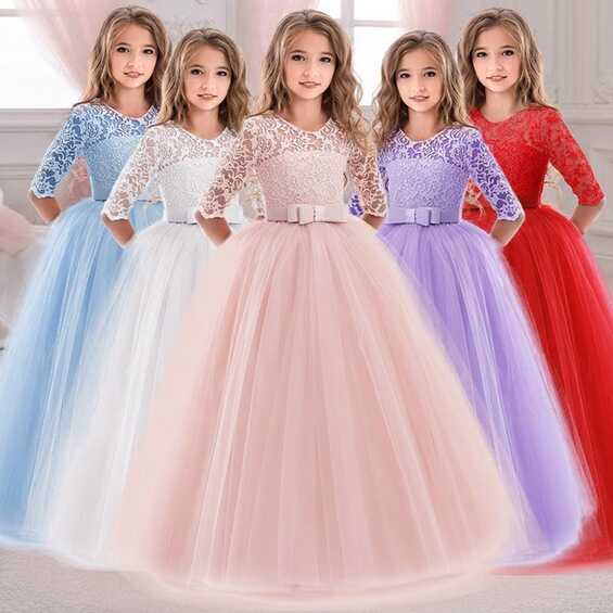 Cheap Summer Long Sleeve Girl Party Dress Wedding Dress Kids ...