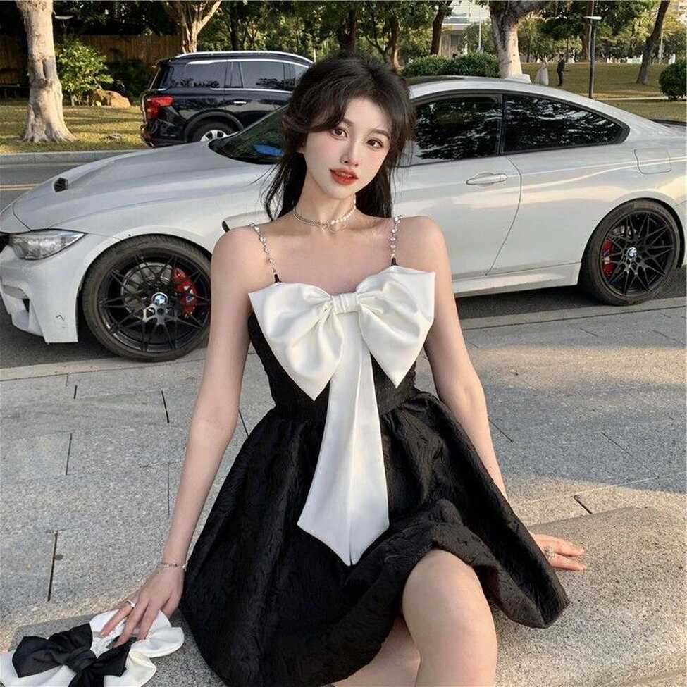 Cheap Sweet Kawaii White Slip Dress Women Korean Fashion Kpop ...