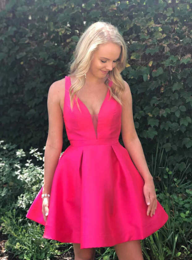 Cheap homecoming dresses 2017 Cute Hot Pink Short Homecoming Dress ...