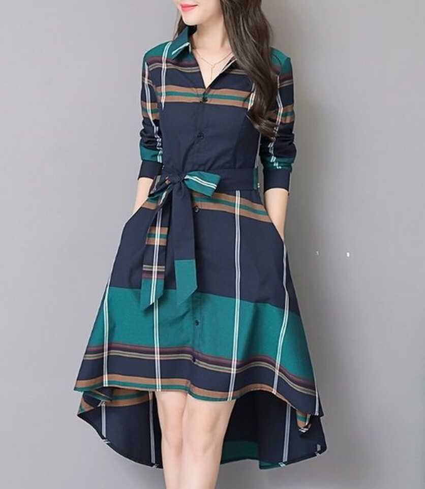 Check Printed Knee Length Western Dress For Women | Plaid skater ...