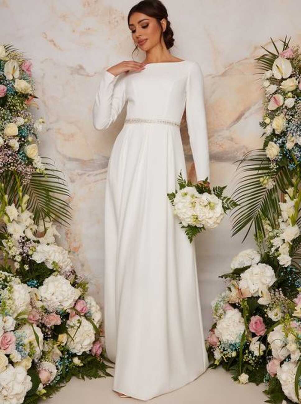 Chi Chi Long Sleeve Bridal Wedding Dress with Embellishment in ...