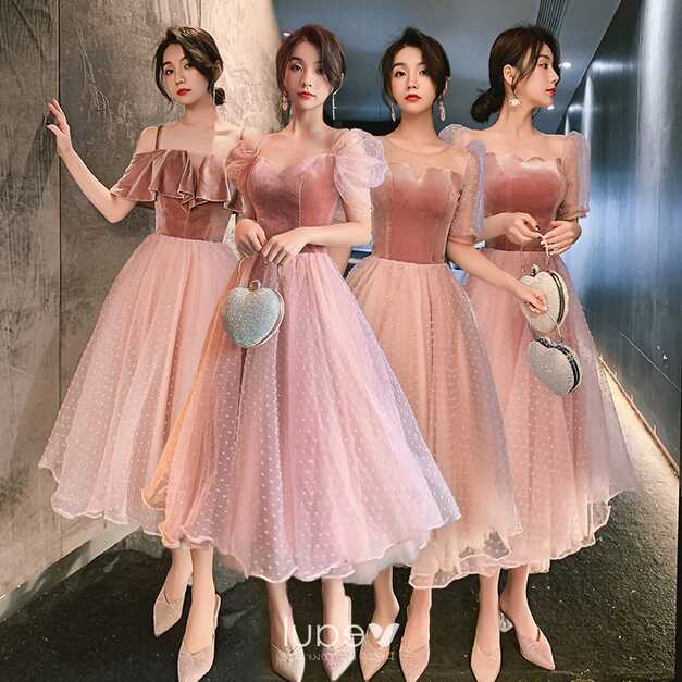 Chic / Beautiful Blushing Pink Suede Bridesmaid Dresses 2021 A ...