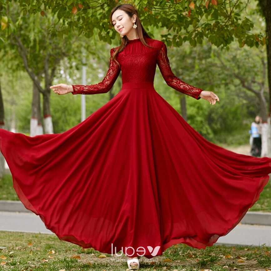 Chic / Beautiful Burgundy Casual Maxi Dresses 2018 A-Line ...