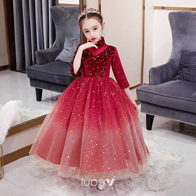 Chic / Beautiful Red Birthday Flower Girl Dresses 2020 Ball Gown ...