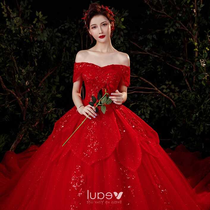 Chic / Beautiful Red Bridal Wedding Dresses 2021 A-Line / Princess ...