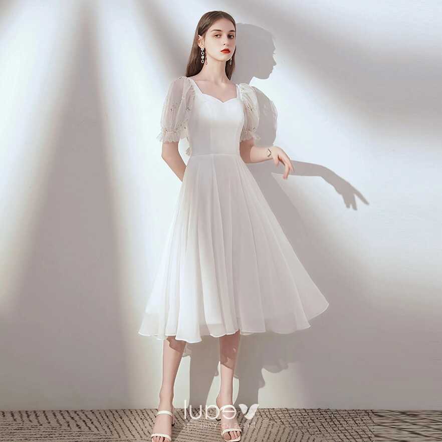 Chic / Beautiful White Chiffon Homecoming Graduation Dresses 2020 ...