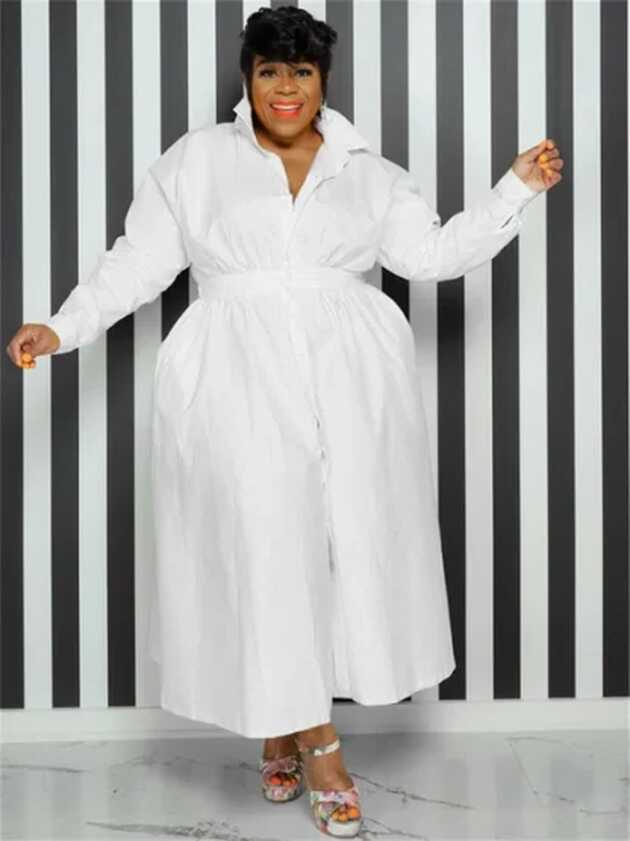 Chic Plus Size White Long Dress | Free Shipping!