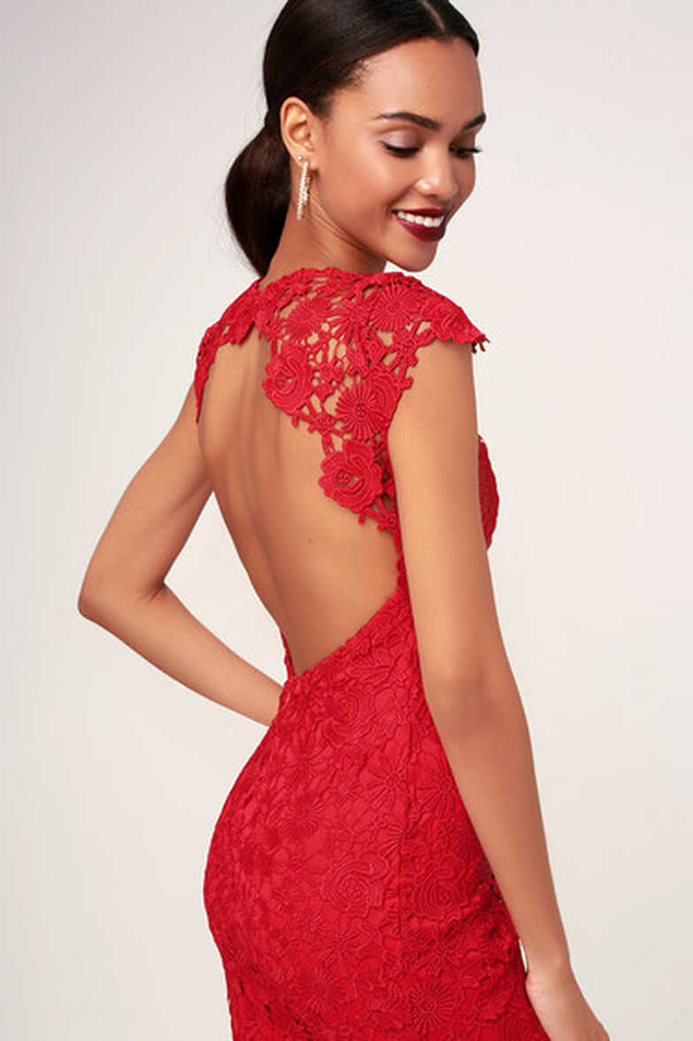 Chic Red Lace Dress - Backless Lace Dress - Backless Dress - Lulus