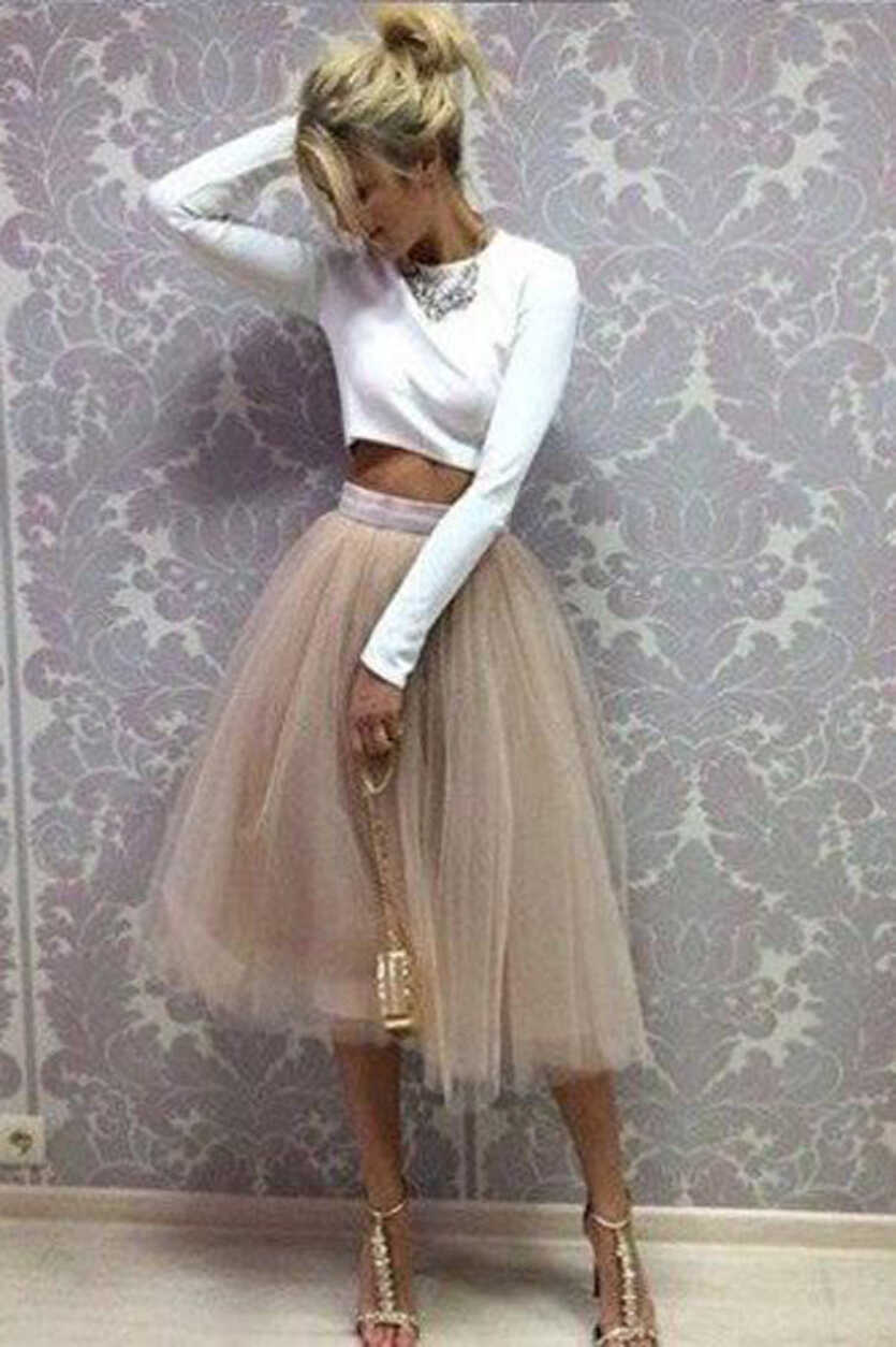 Chic Two Piece Scoop Long Sleeve Homecoming Dresses, Short Prom ...