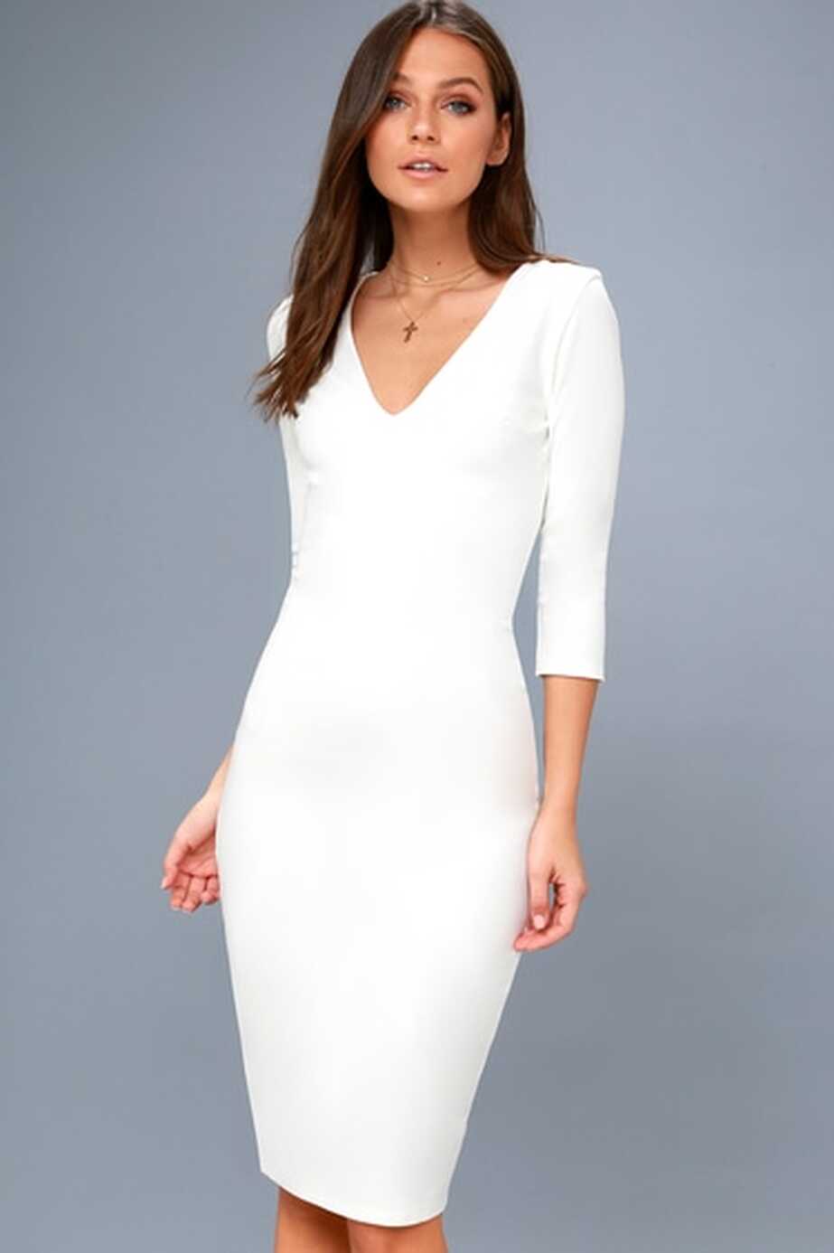 Chic White Dress - White Midi Dress - Bodycon Dress - Lulus