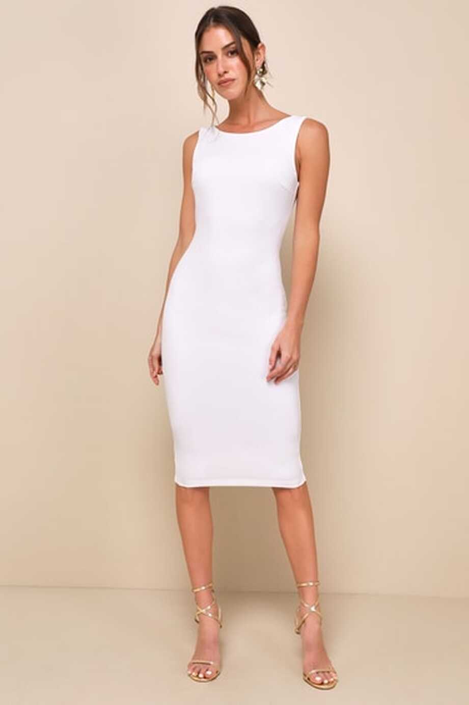 Chic White Midi Dress - Bodycon Dress - White Backless Dress - Lulus