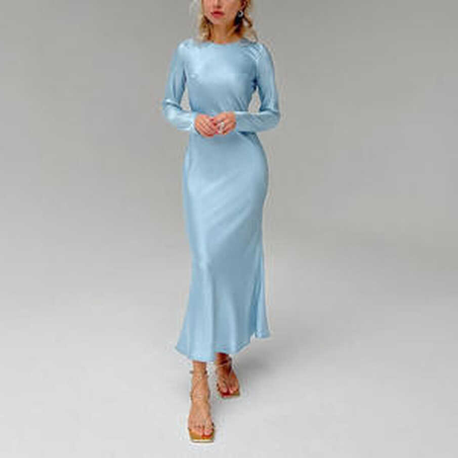 Chic ice blue long sleeve dress In A Variety Of Stylish Designs ...