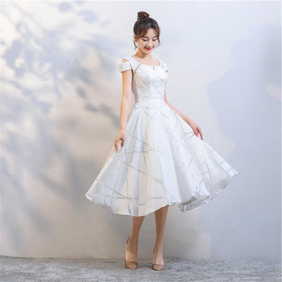 Chic white semi formal 8th grade graduation college party prom ...