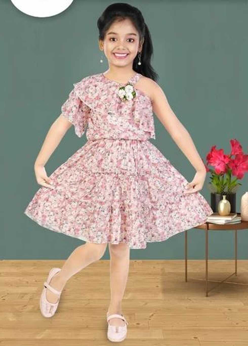 Chiffon Printed Party Wear Kids Frock at Rs 550/piece in Kolkata ...