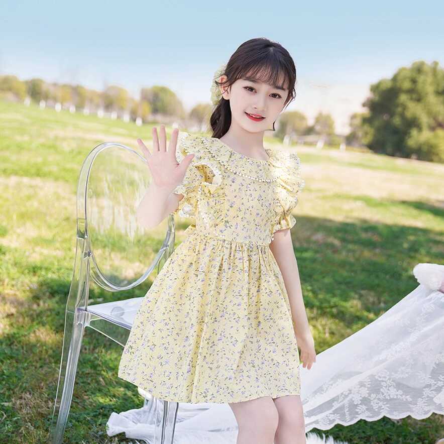 Children&#39;s Summer Dress Girls&#39; Floral Skirt Pastoral New Summer ...