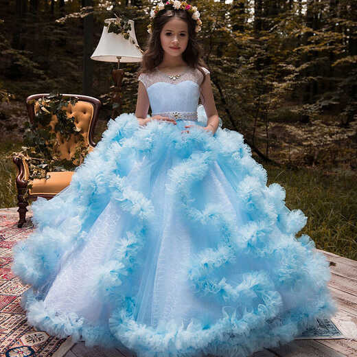 Children&#39;s Wedding Dress Sleeveless Lace Birthday Puffy Princess ...