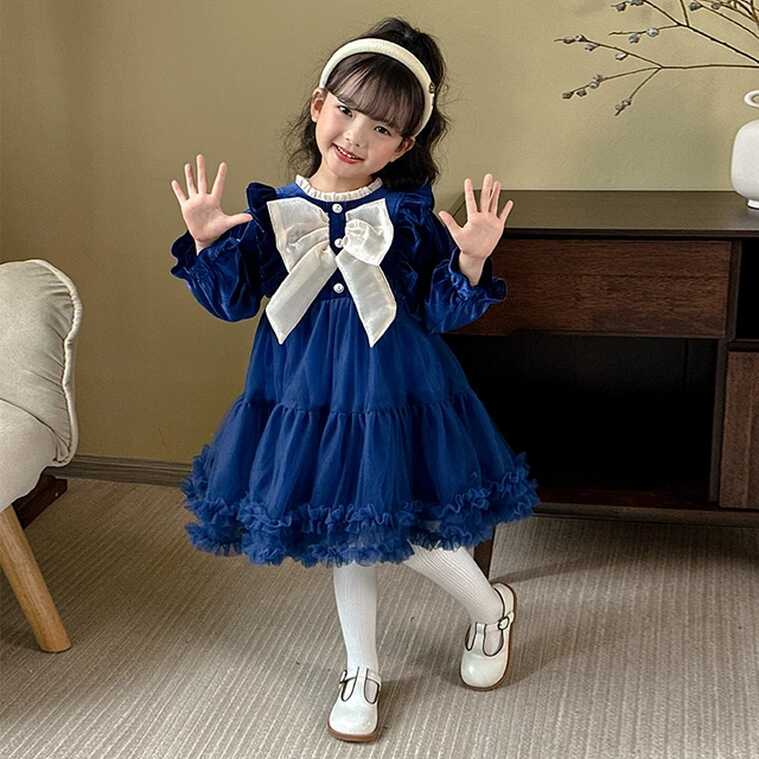 Children Girls Velvet Dress for Kids Fashion Tutu Clothing Lovely ...