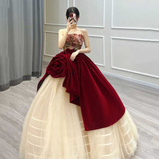 China Wine Red Wedding Dress, Wine Red Wedding Dress Wholesale ...