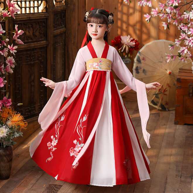 Chinese Hanfu fairy dress girl children ancient thin ancient dress ...