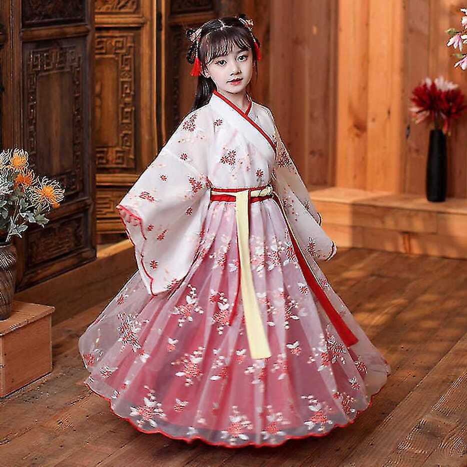 Chinese Silk Robe Costume Girls Children Kimono China Traditional ...