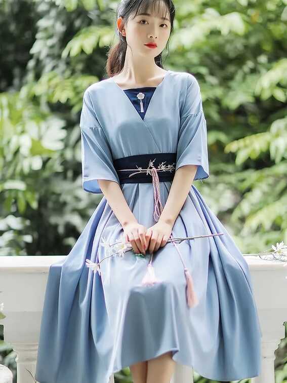 Chinese Style Dress Modern vintage Dresses Blue - Fashion Hanfu