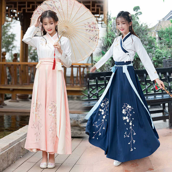 Chinese Style Hanfu Female Costume Waist-length Sarong Daily ...