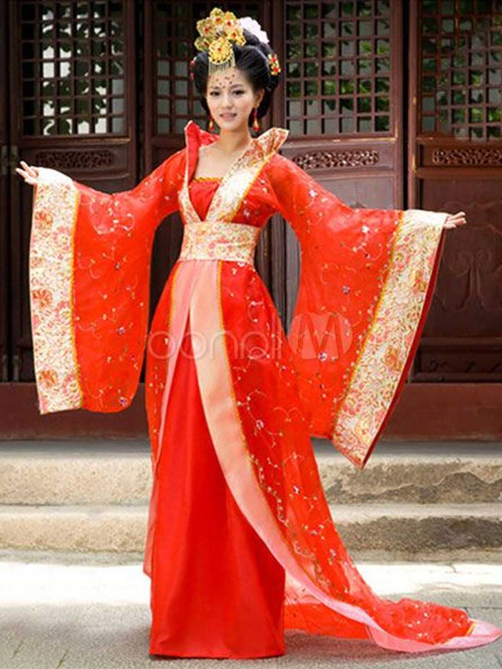 Chinese Traditional Costume Female Red Ancient Hanfu Dress Tang ...