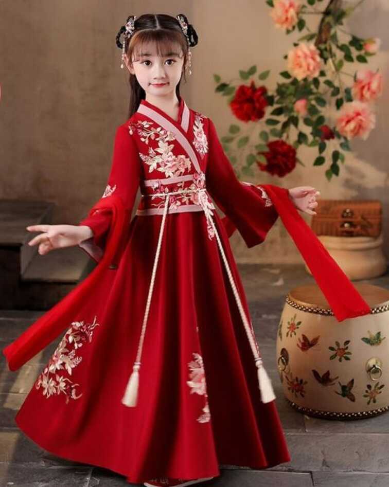 Chinese Traditional Hanfu Girl Spring and Autumn Dress Children&#39;s ...