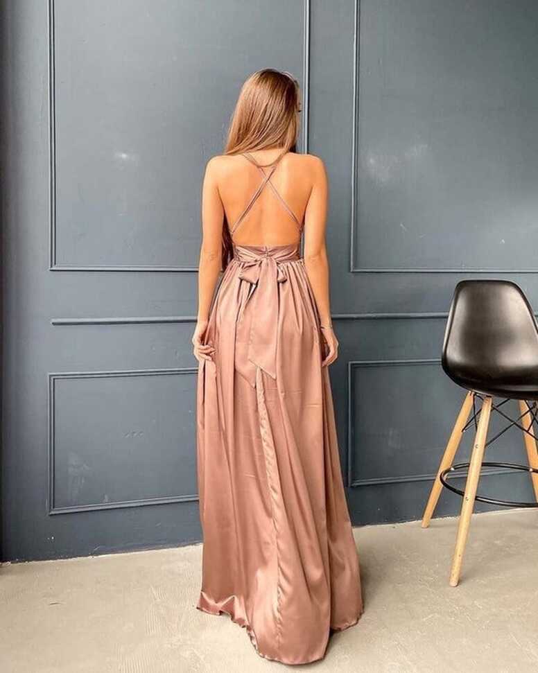 Chocolate Brown Silk Dress, Long Flowy Dress, Brown Dress With Leg ...