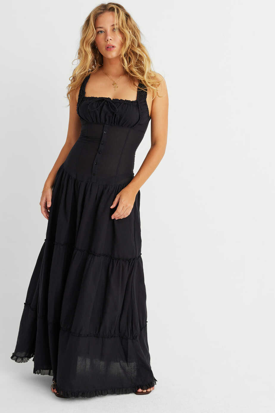 Christabelle Ruffle Maxi Dress - Black