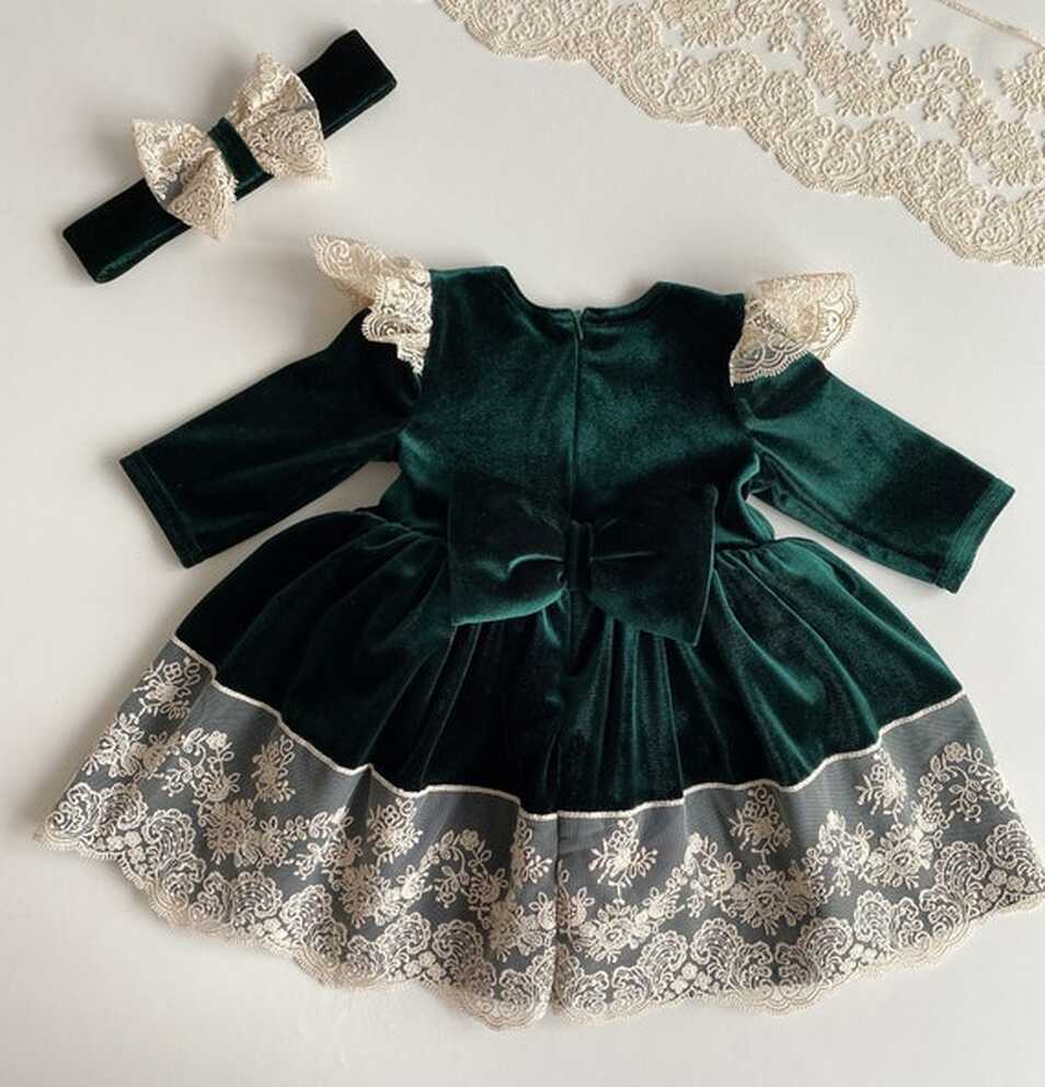 Christmas Dress Toddler, Green Velvet Dress, Emerald Green Dress ...