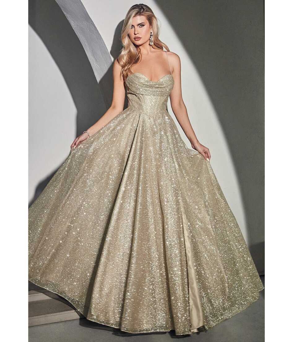 Cinderella Divine Champagne Glitter Corset Prom Ball Gown – Unique ...