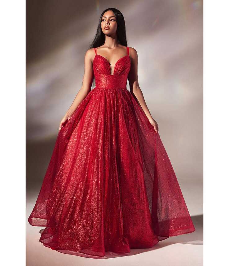 Cinderella Divine Red Glitter Sleeveless Ball Gown – Unique Vintage