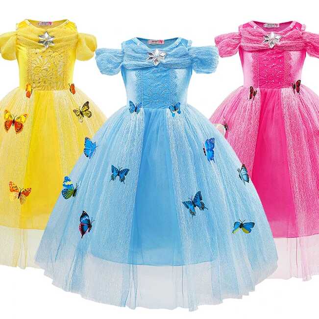 Cinderella Dress Butterflies Girls | Cinderella Blue Dress Costume ...