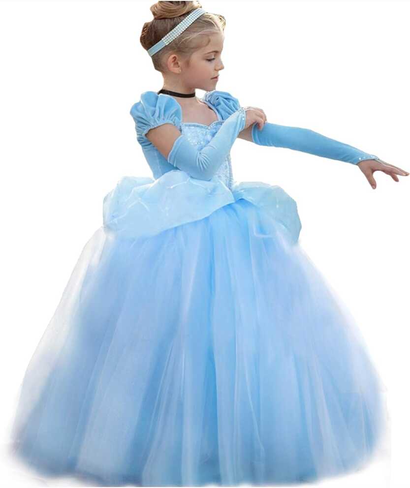 Cinderella Dress Princess Costume Halloween Party Dress up Blue ...