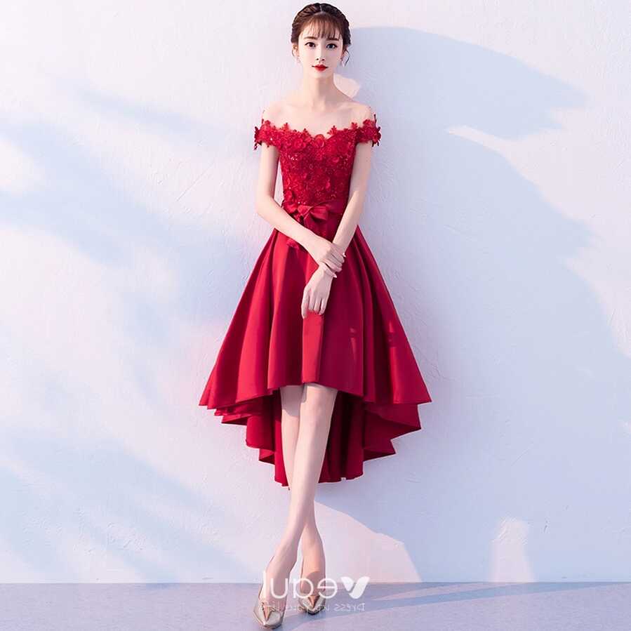 Classy Burgundy Cocktail Dresses 2019 A-Line / Princess Scoop Neck ...