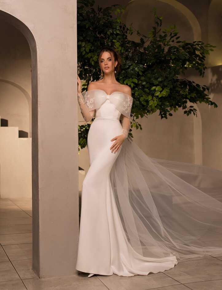 Classy Off-Shoulder Mermaid Wedding Dress – HAREM&#39;s Brides