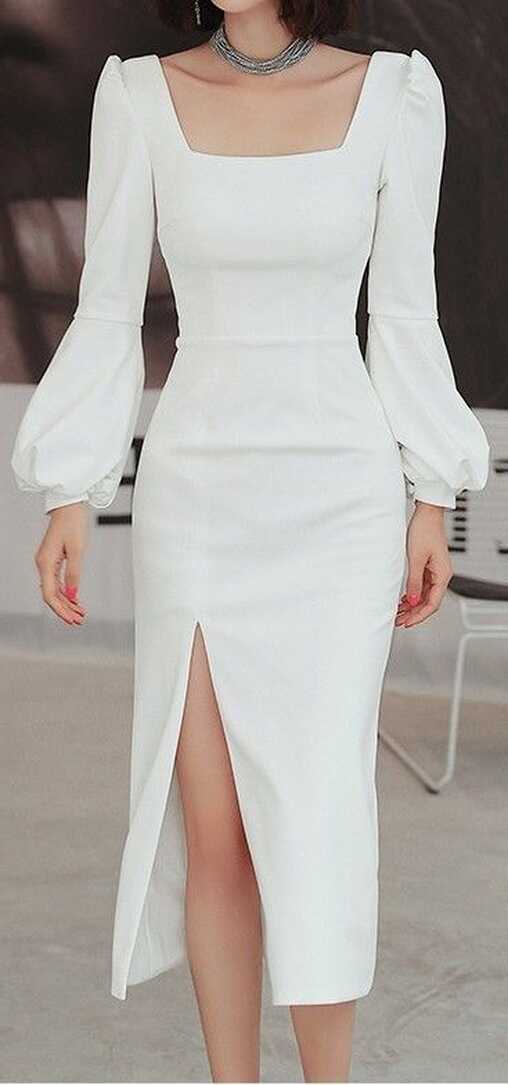 Classy Pure White Midi Dress