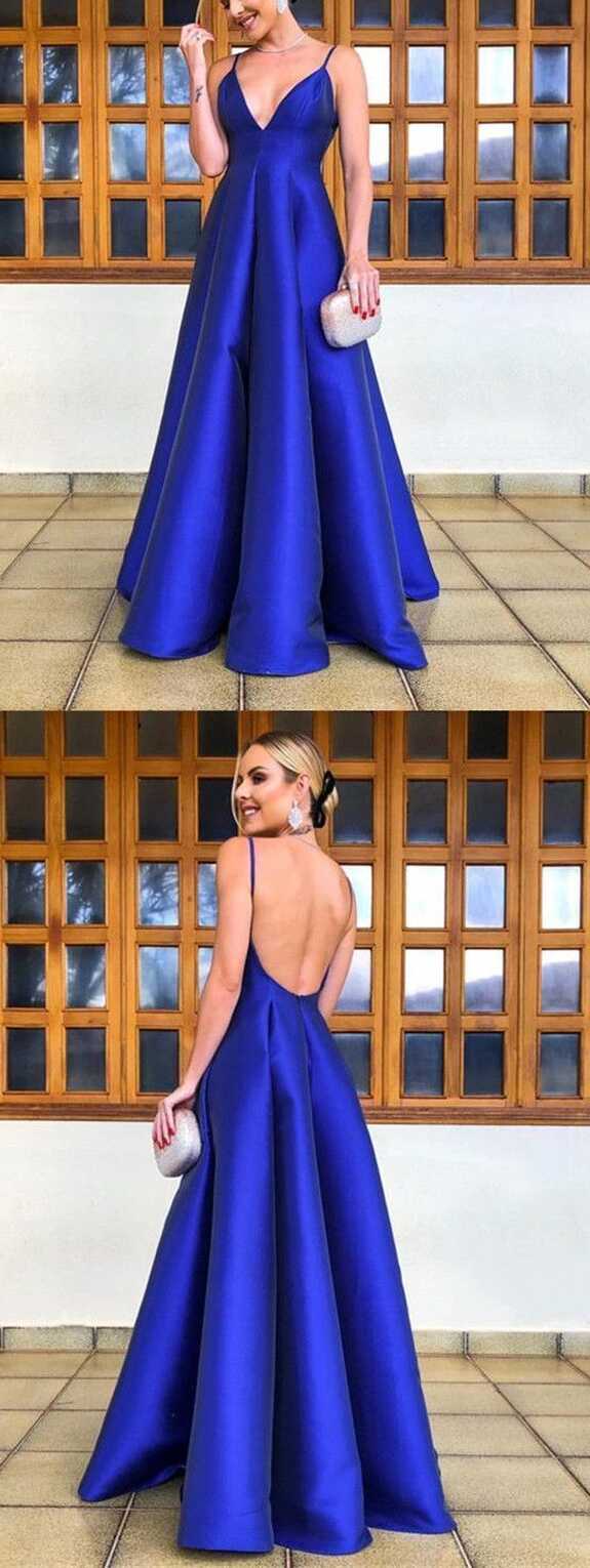 Classy Simple Royal Blue Satin Prom Dress | Occasion Dress