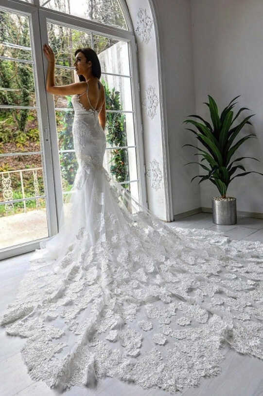 Classy Sleeveless Spaghetti Straps Mermaid Wedding Dresses with ...