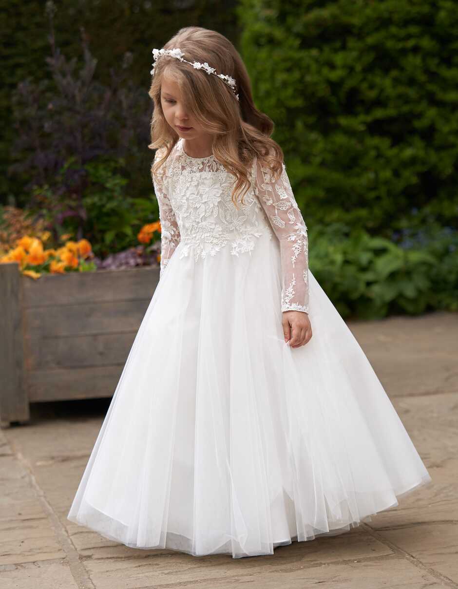 Clementine a long sleeve flowergirl dress with pockets - WED2B