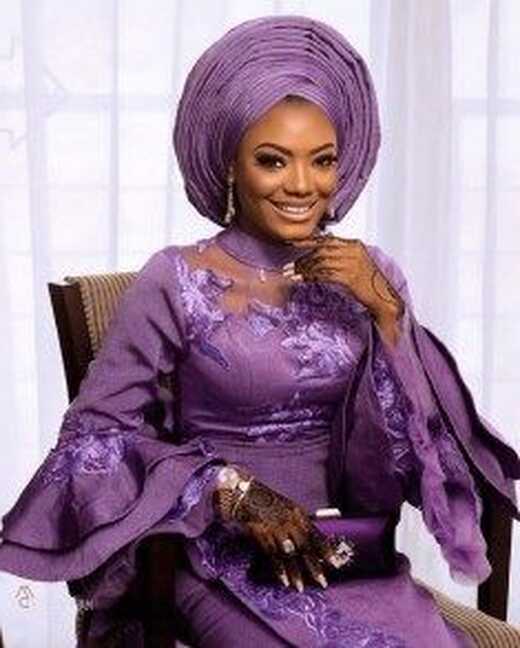 Clipkulture | Beautiful Yoruba Bride In Purple Embroidered Aso Oke ...